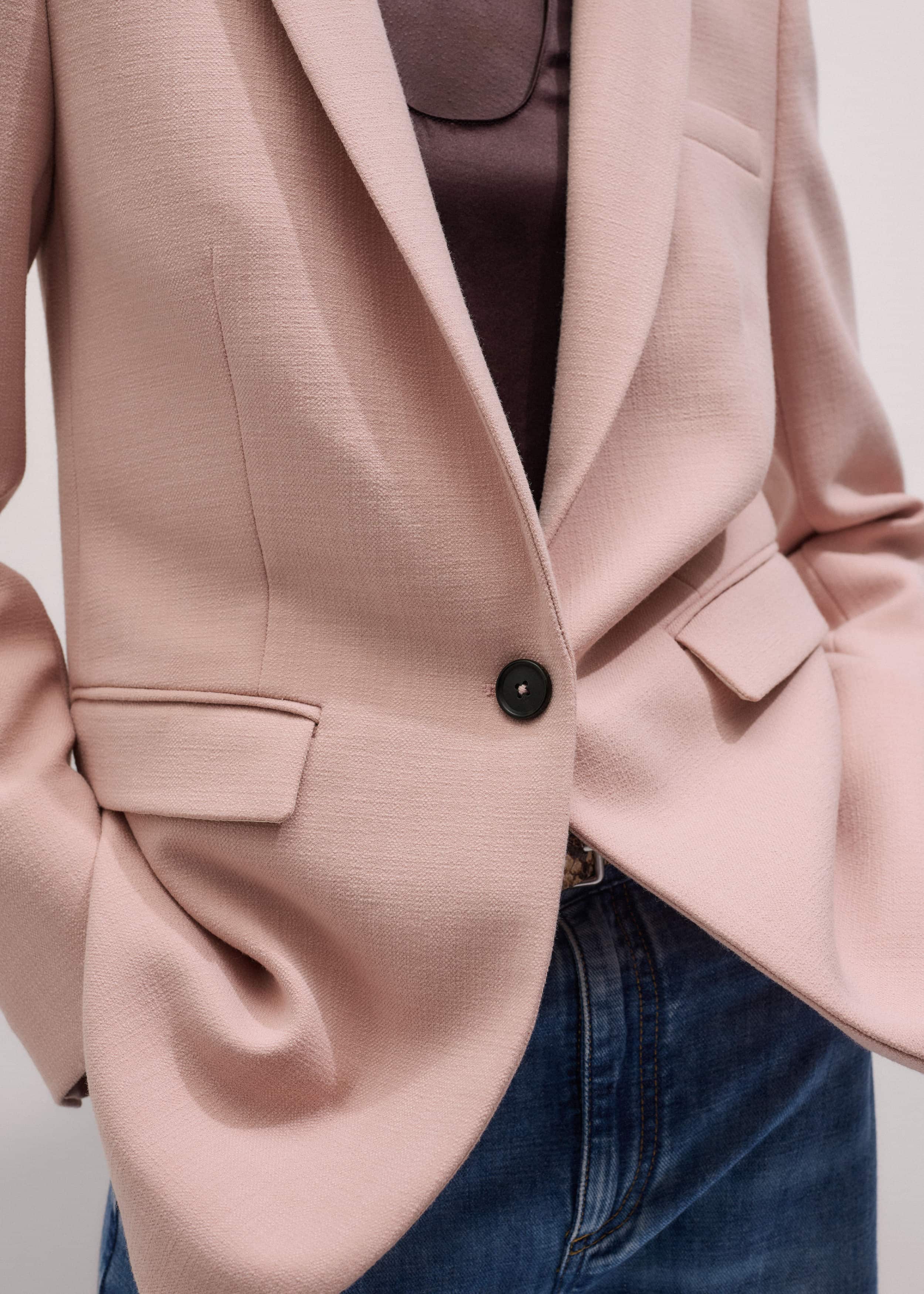 Pink Sharp Shoulder Blazer meandem