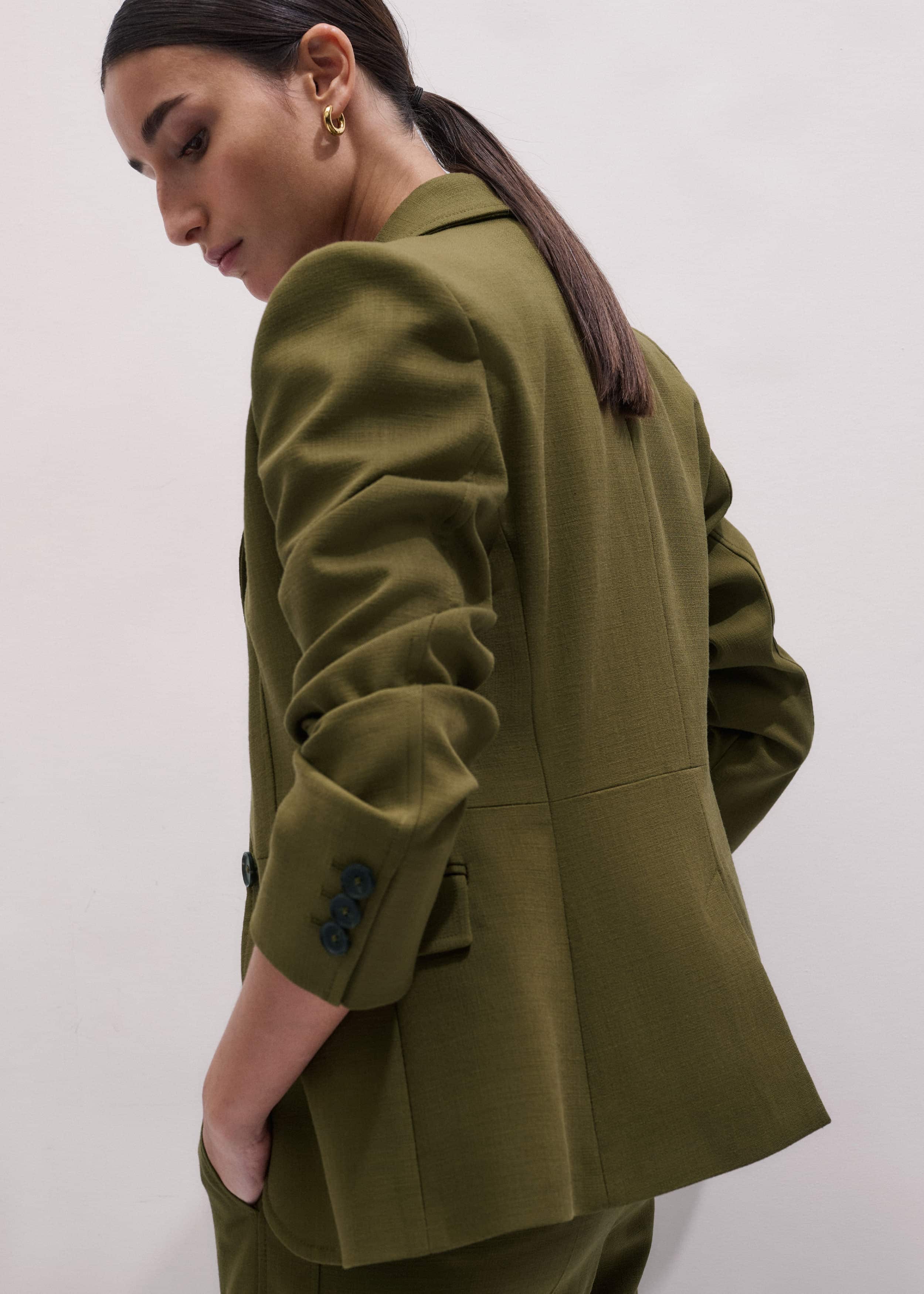 Olive Green Soft Sculpt Jacket meandem