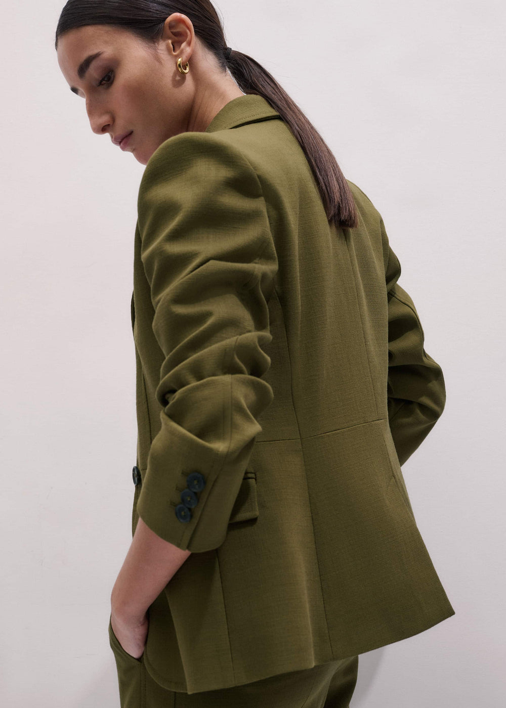 Olive Green Soft Sculpt Jacket meandem