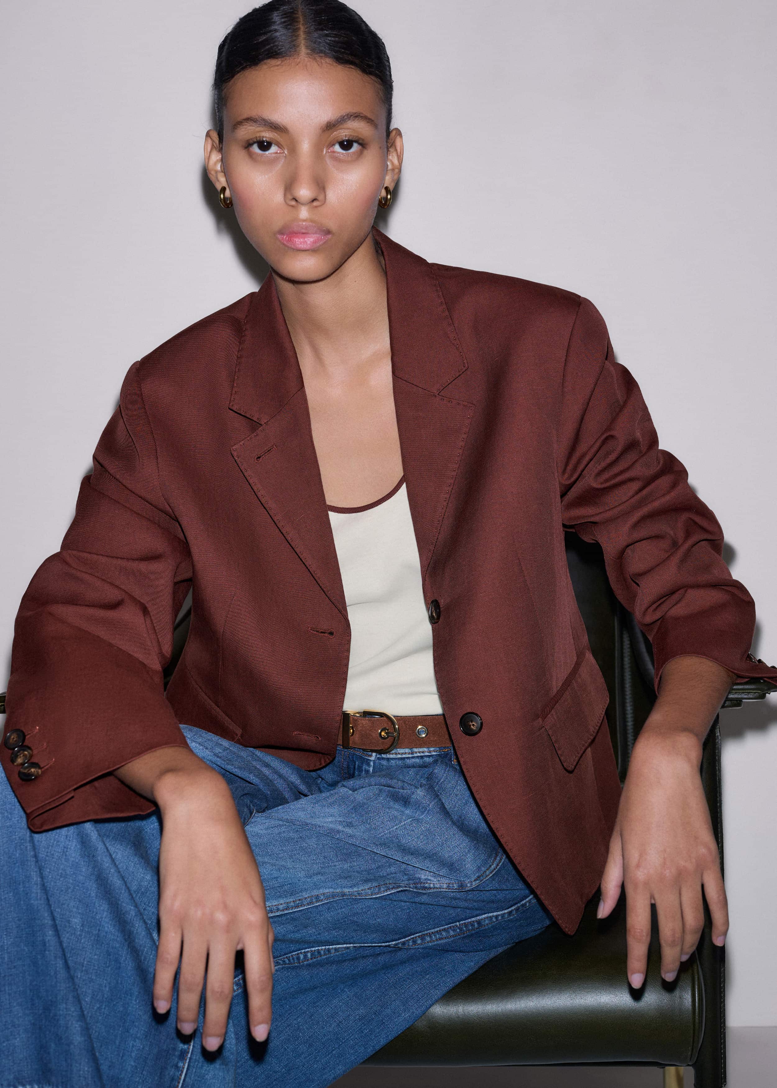 Cinnamon Brown Oversized Short Blazer meandem