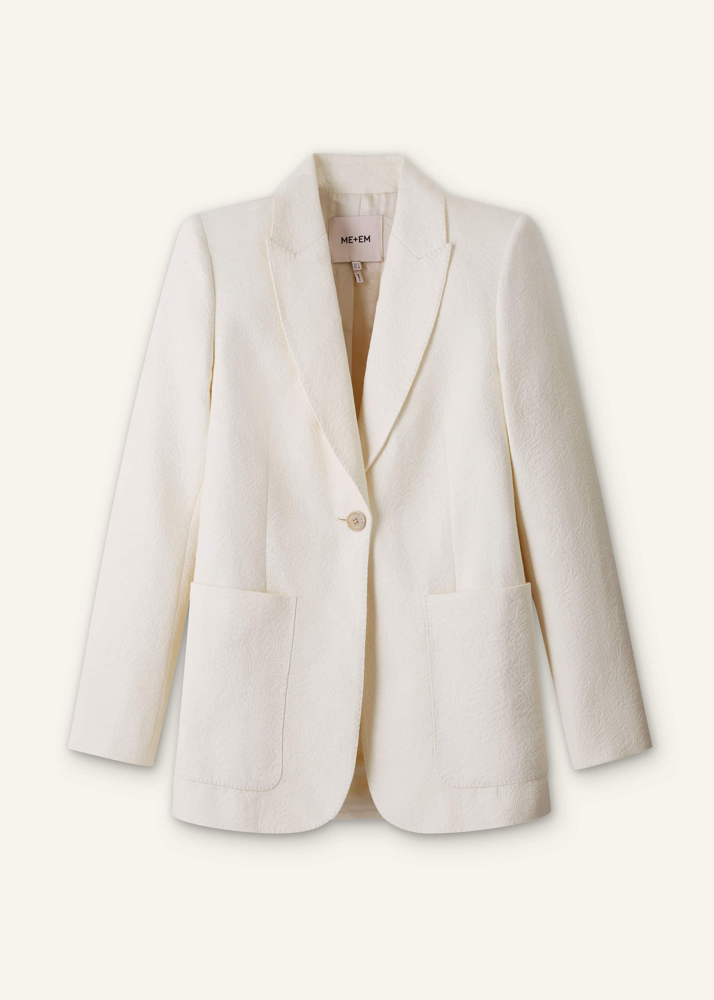 Ivory Luxe Jacquard Sharp Shoulder Blazer meandem