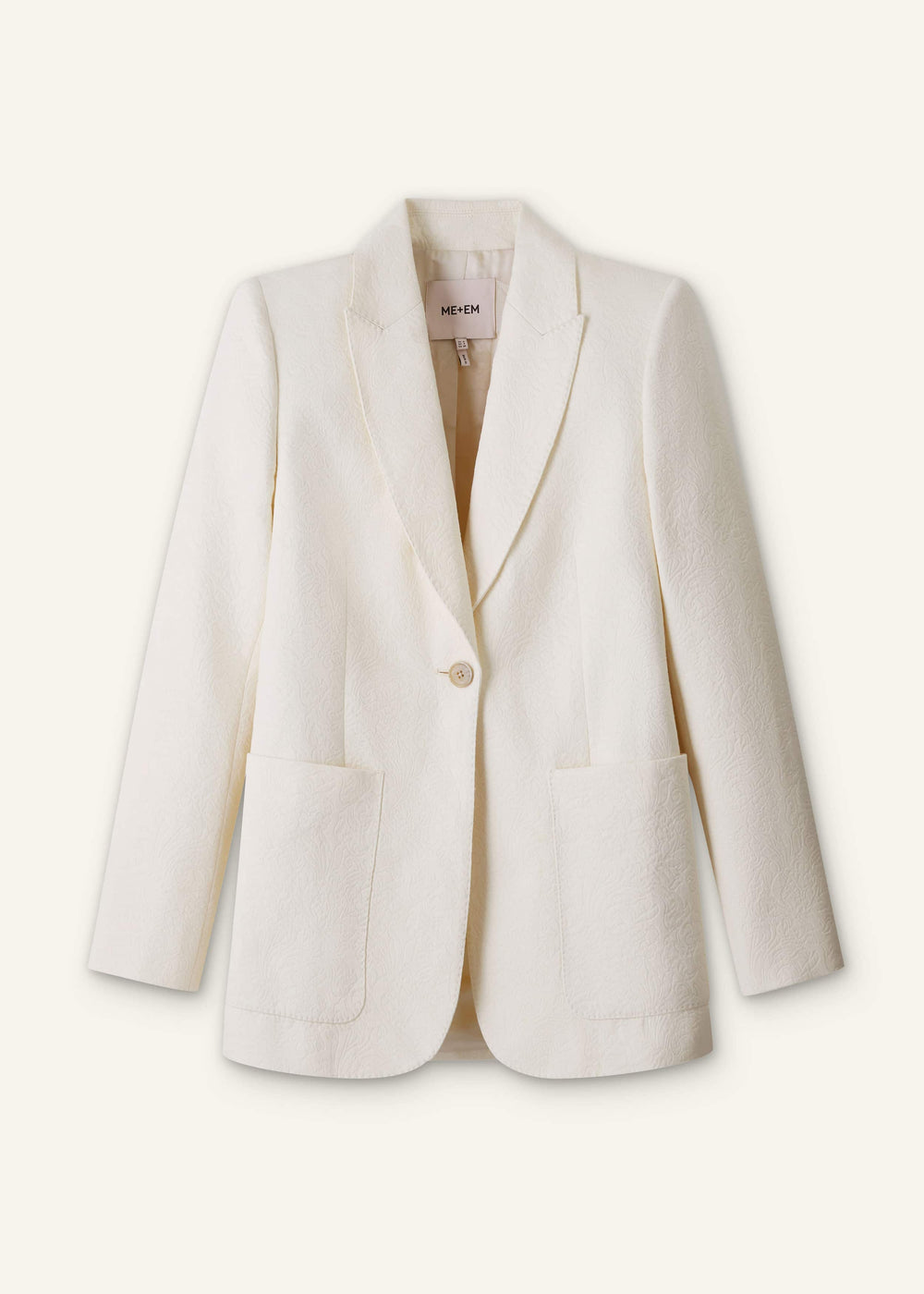 Ivory Luxe Jacquard Sharp Shoulder Blazer meandem