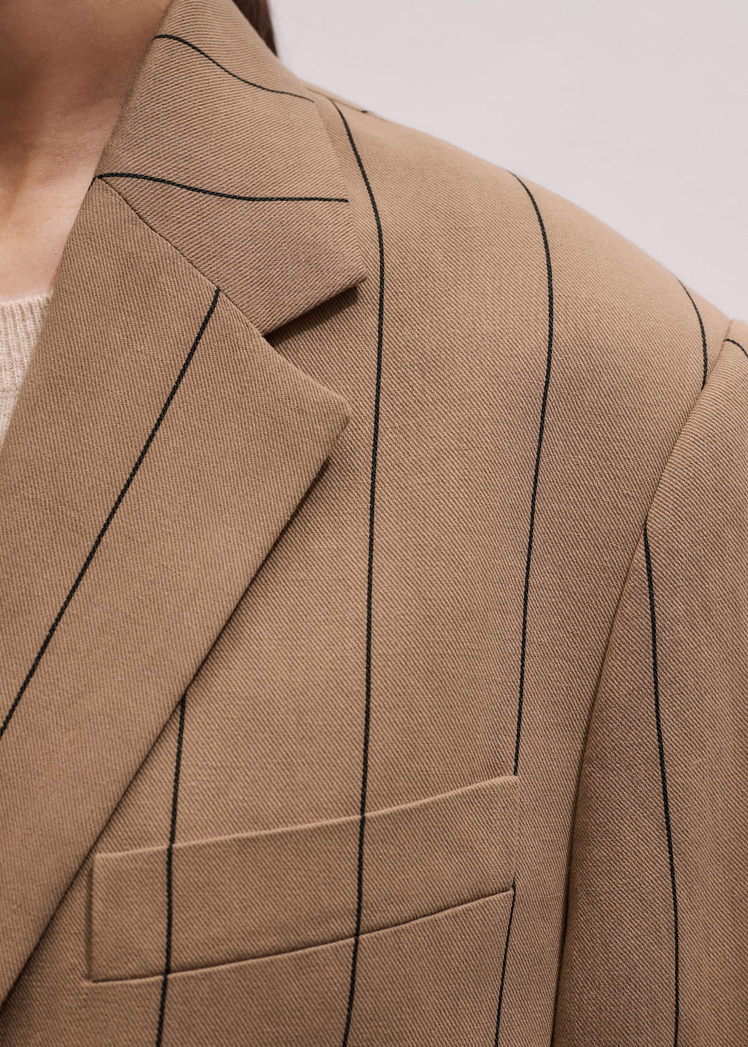 Tan Icon Intelligently Oversized Pinstripe Blazer meandem