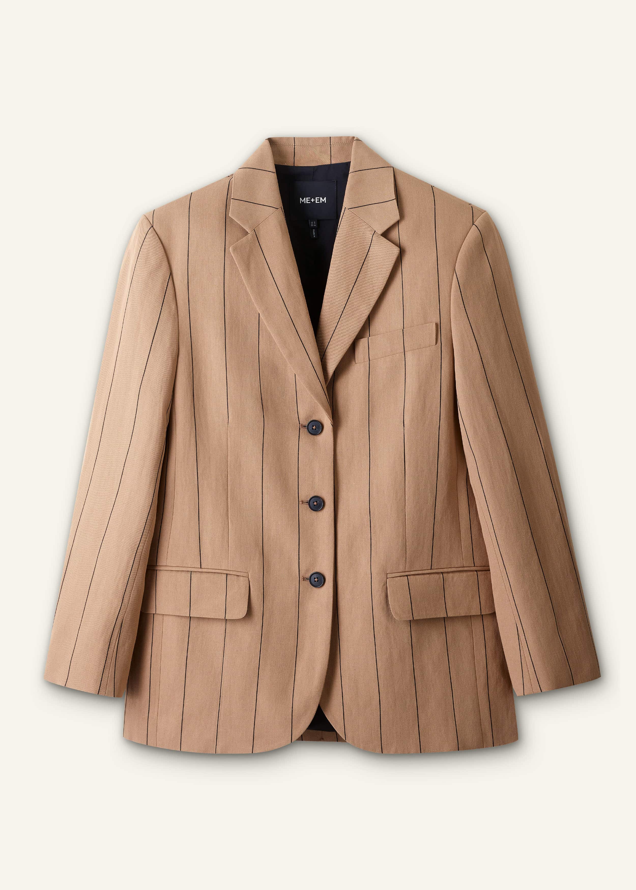 Tan Icon Intelligently Oversized Pinstripe Blazer meandem