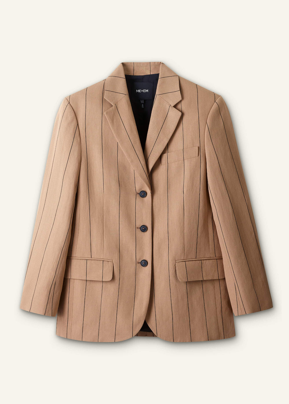 Tan Icon Intelligently Oversized Pinstripe Blazer meandem