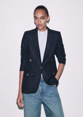 Navy Sharp Shoulder Blazer meandem