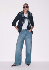 Navy Sharp Shoulder Blazer meandem