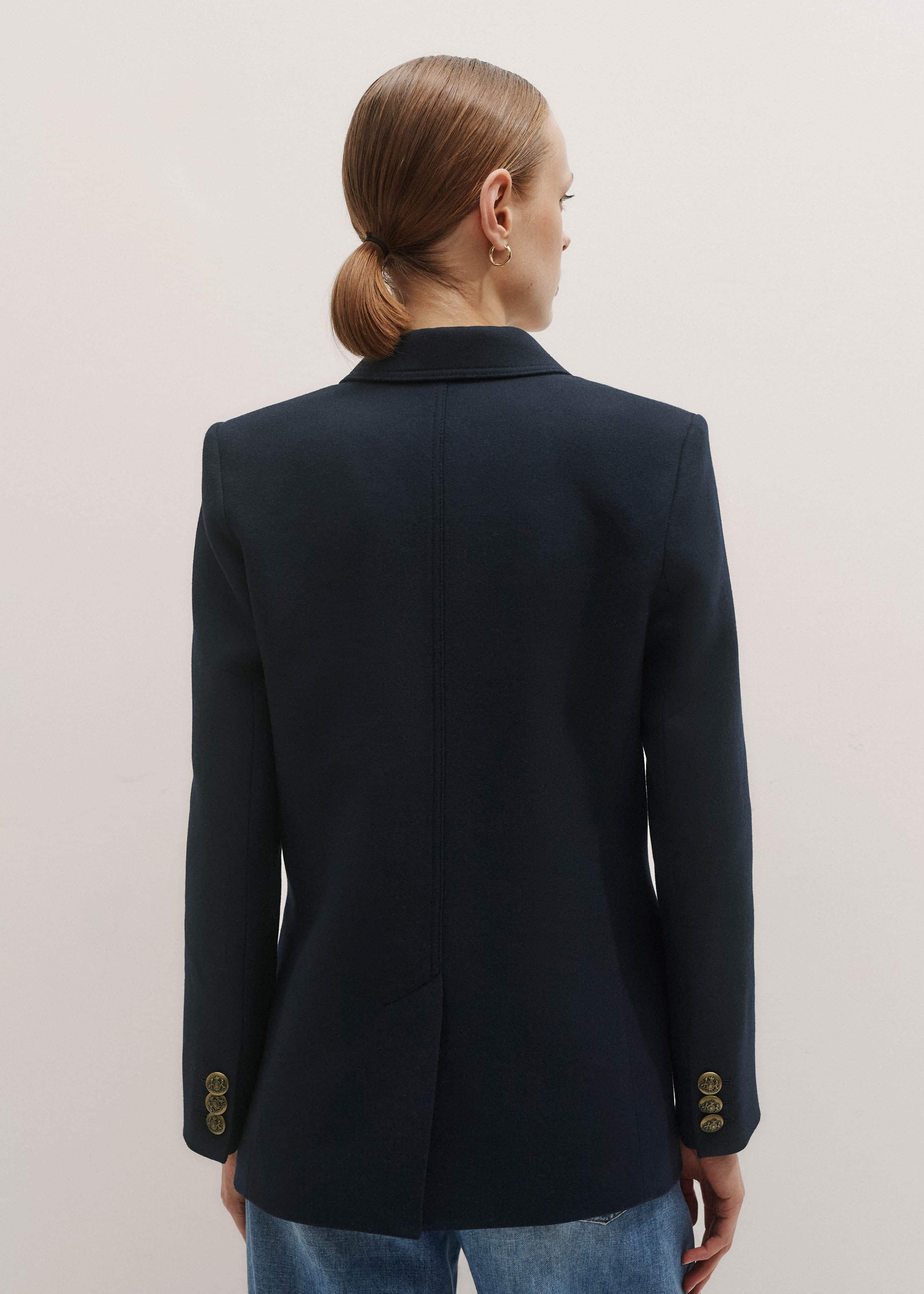 Navy Sharp Shoulder Blazer meandem