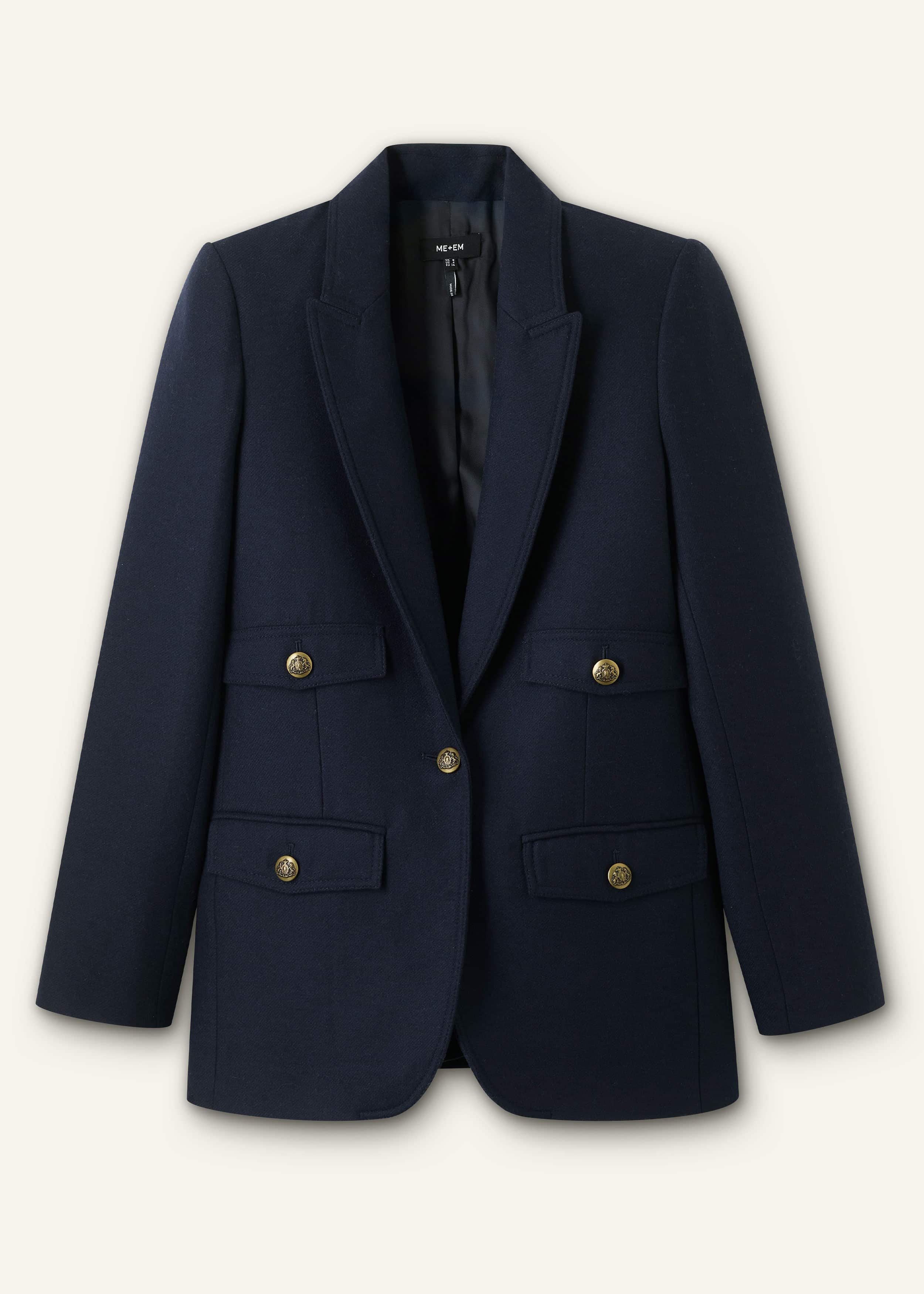 Navy Sharp Shoulder Blazer meandem