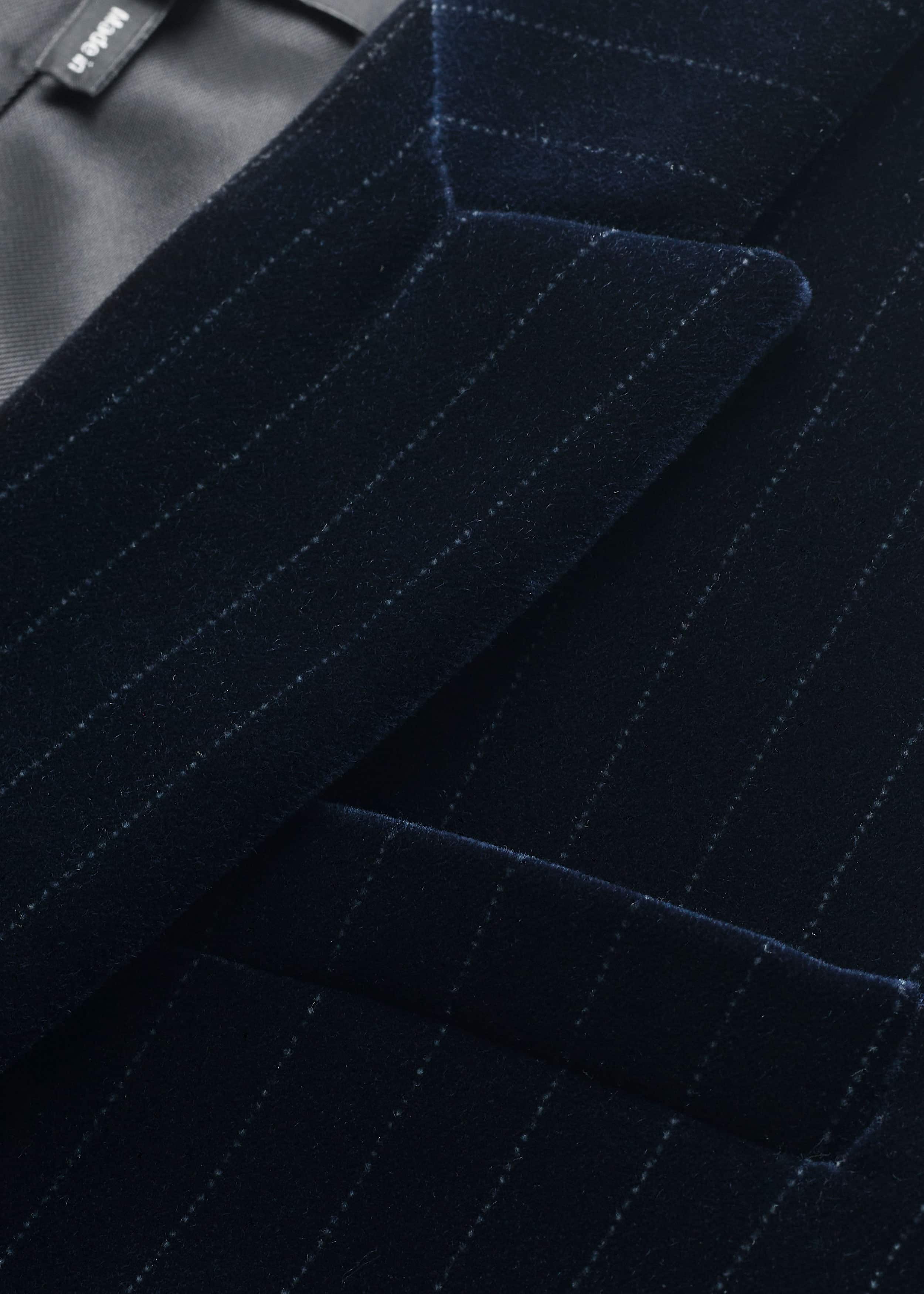 Navy Pinstripe Velvet Sharp Shoulder Blazer meandem