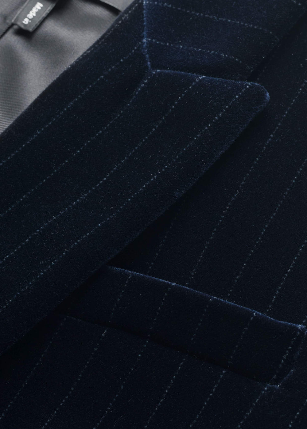 Navy Pinstripe Velvet Sharp Shoulder Blazer meandem