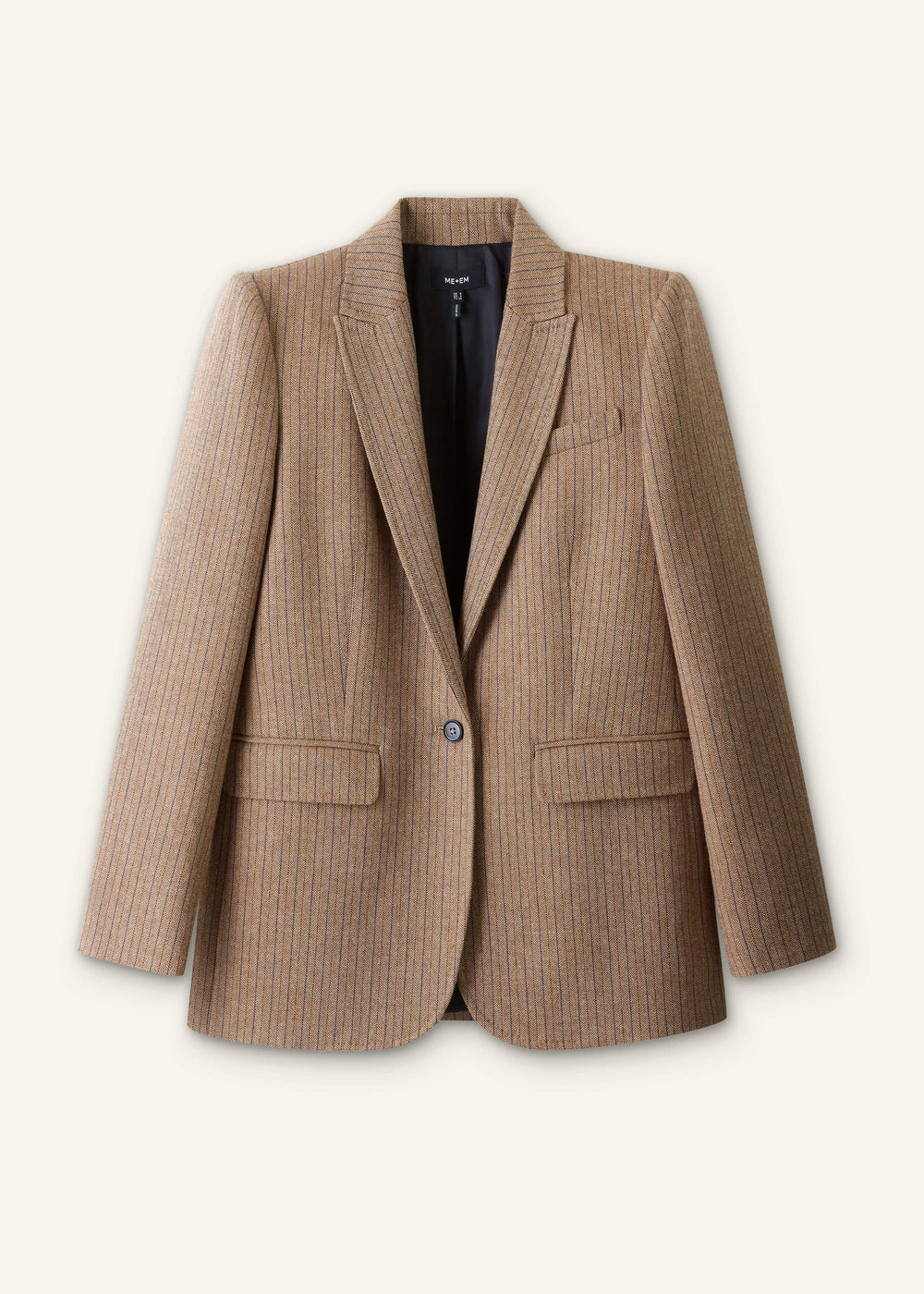 Mocha Brown Pinstripe Sharp Shoulder Blazer meandem