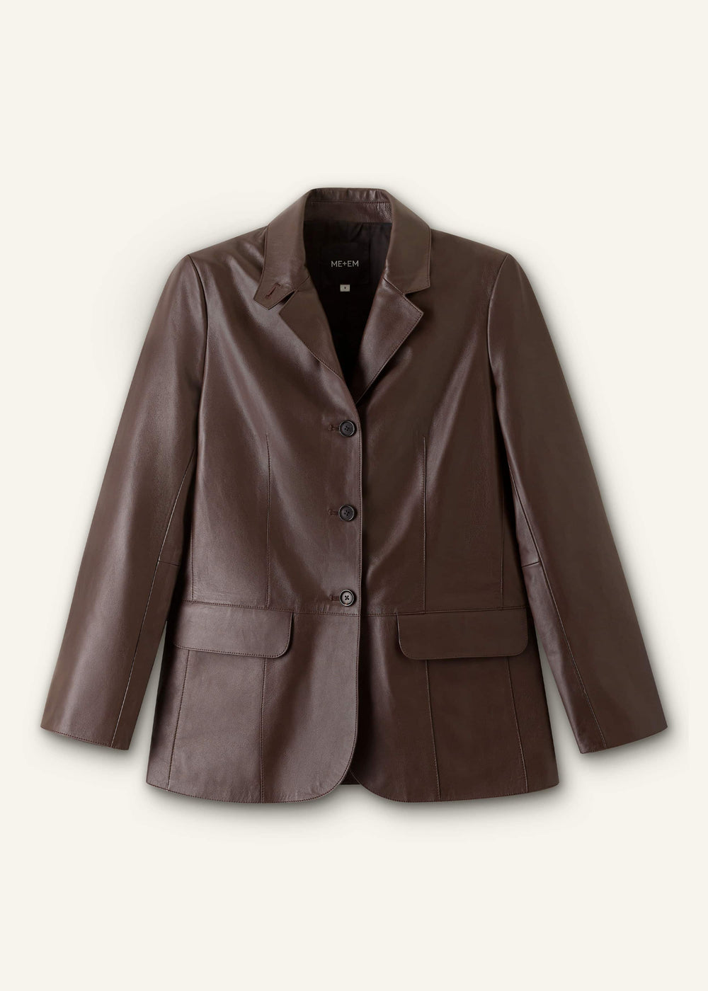 Brown Leather Luxe Relaxed Boyfriend Blazer meandem