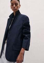 Navy Pinstripe Oversized Blazer meandem