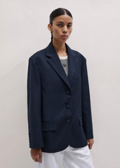 Navy Pinstripe Oversized Blazer meandem