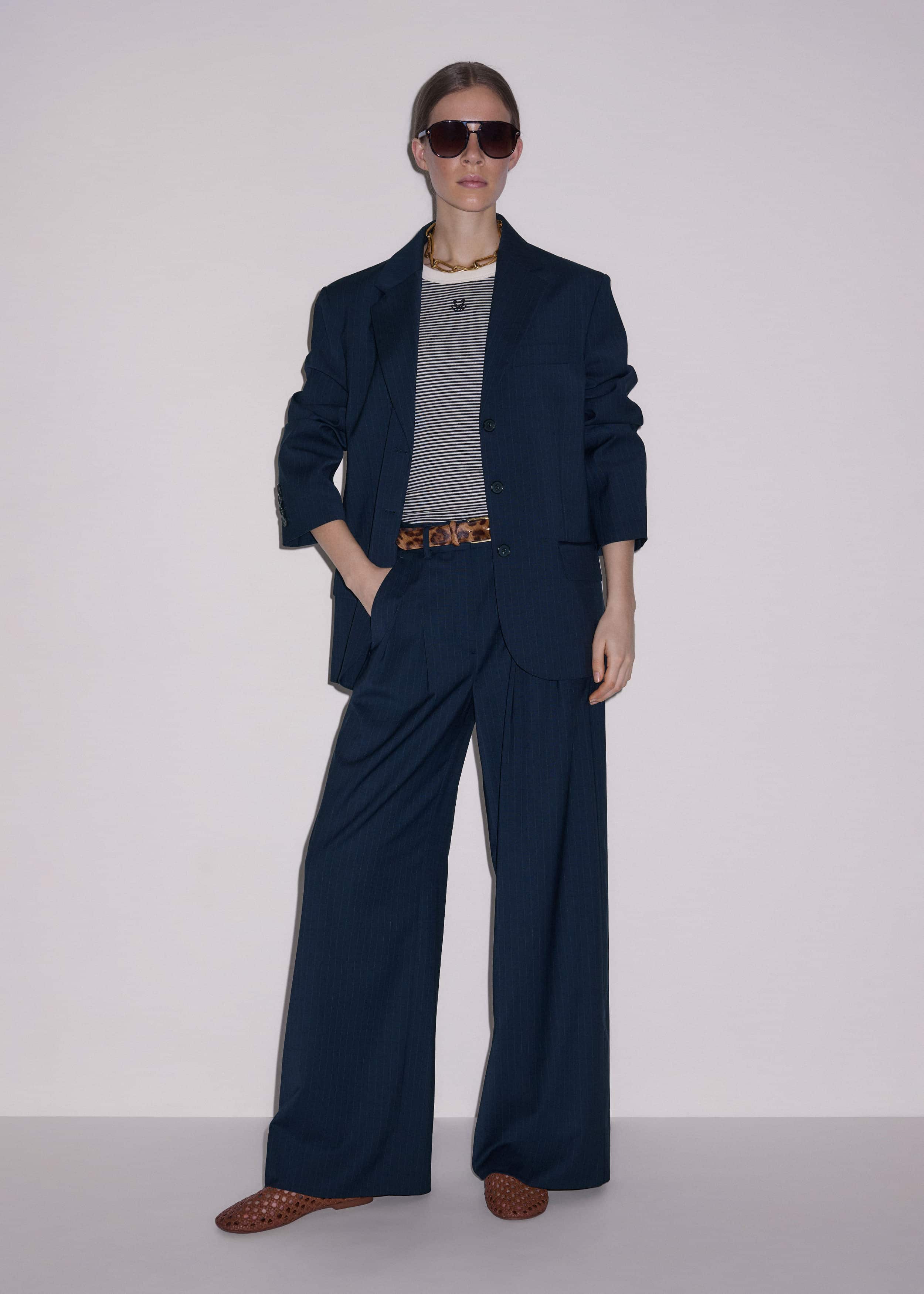 Navy Pinstripe Oversized Blazer meandem