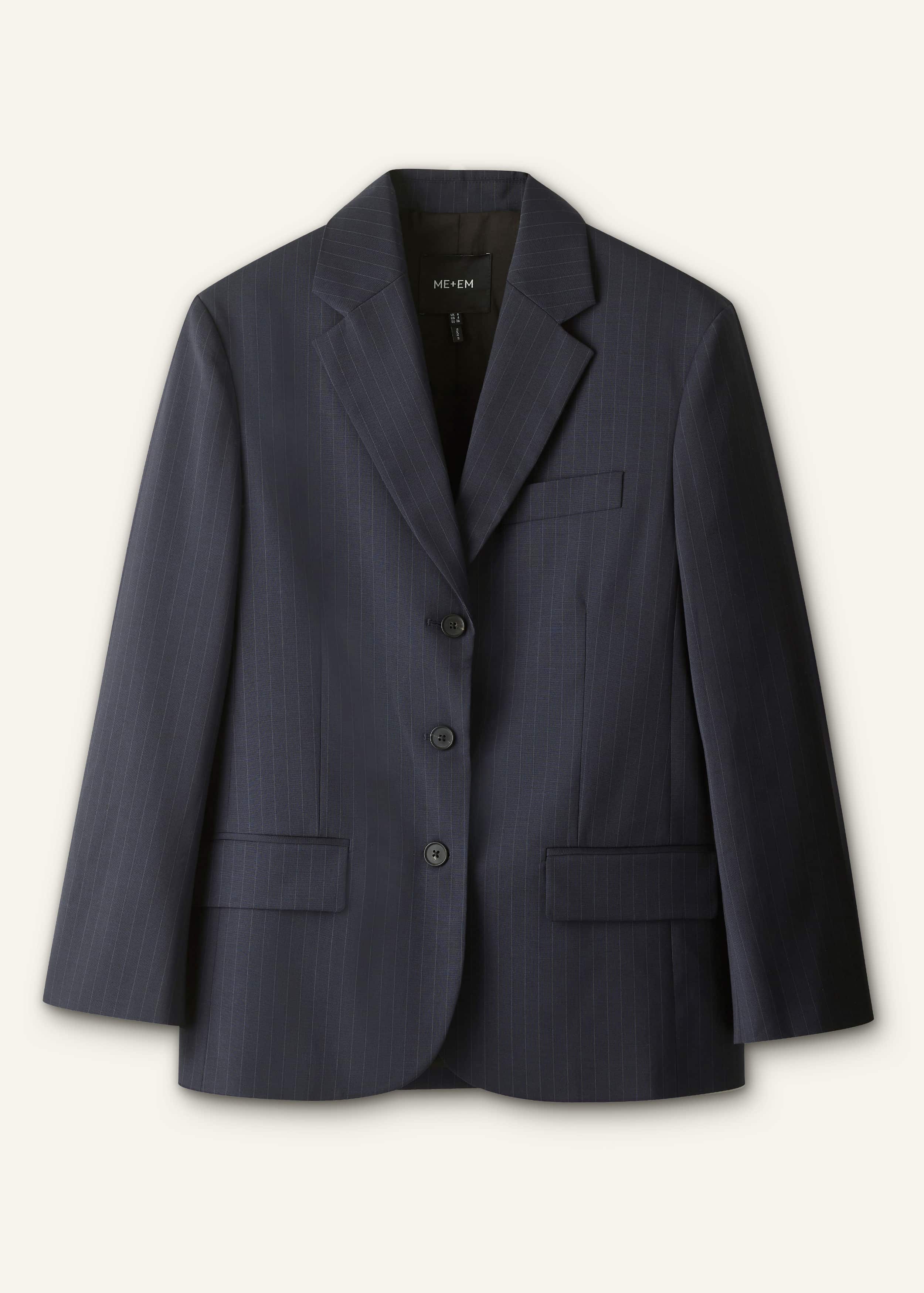 Navy Pinstripe Oversized Blazer meandem