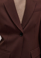 Cinnamon Pinstripe Sharp Shoulder Contour Blazer meandem