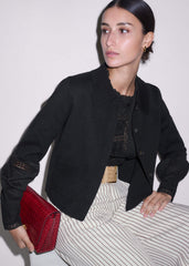 Black Milano Knit Short Sleeve Jacket meandem