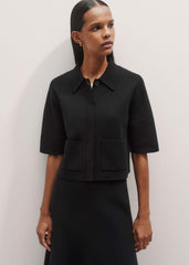 Black Milano Knit Short Sleeve Jacket meandem