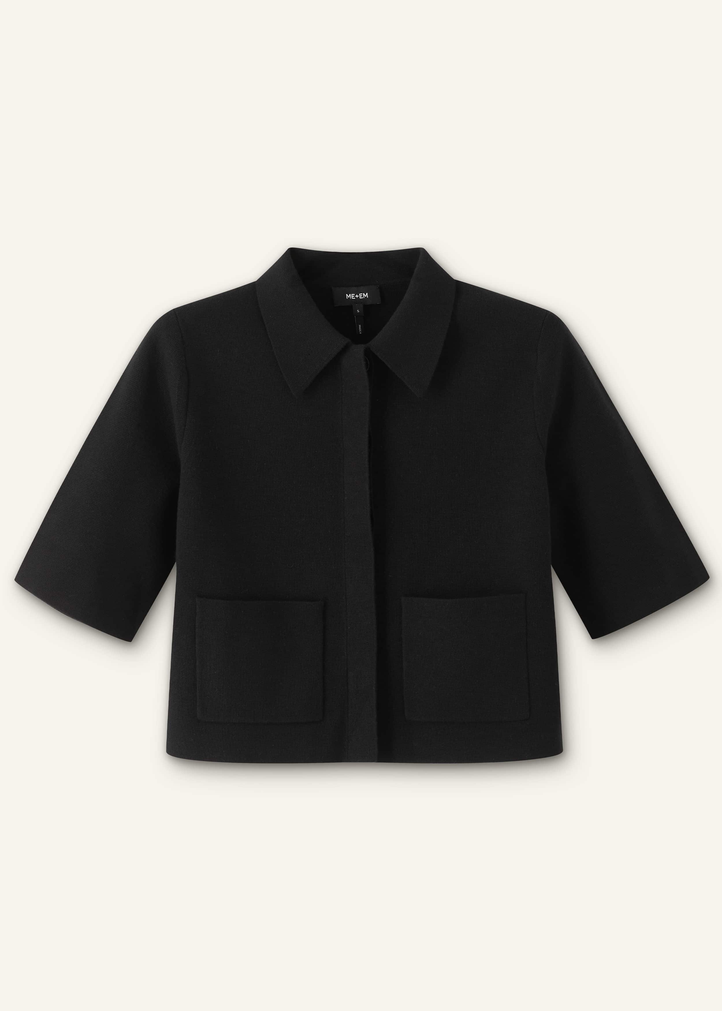 Black Milano Knit Short Sleeve Jacket meandem