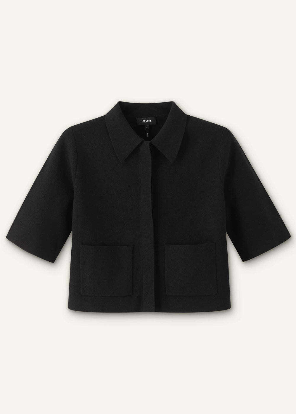 Black Milano Knit Short Sleeve Jacket meandem