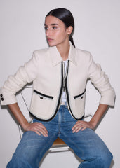 Cream Straight Crop Jacket meandem