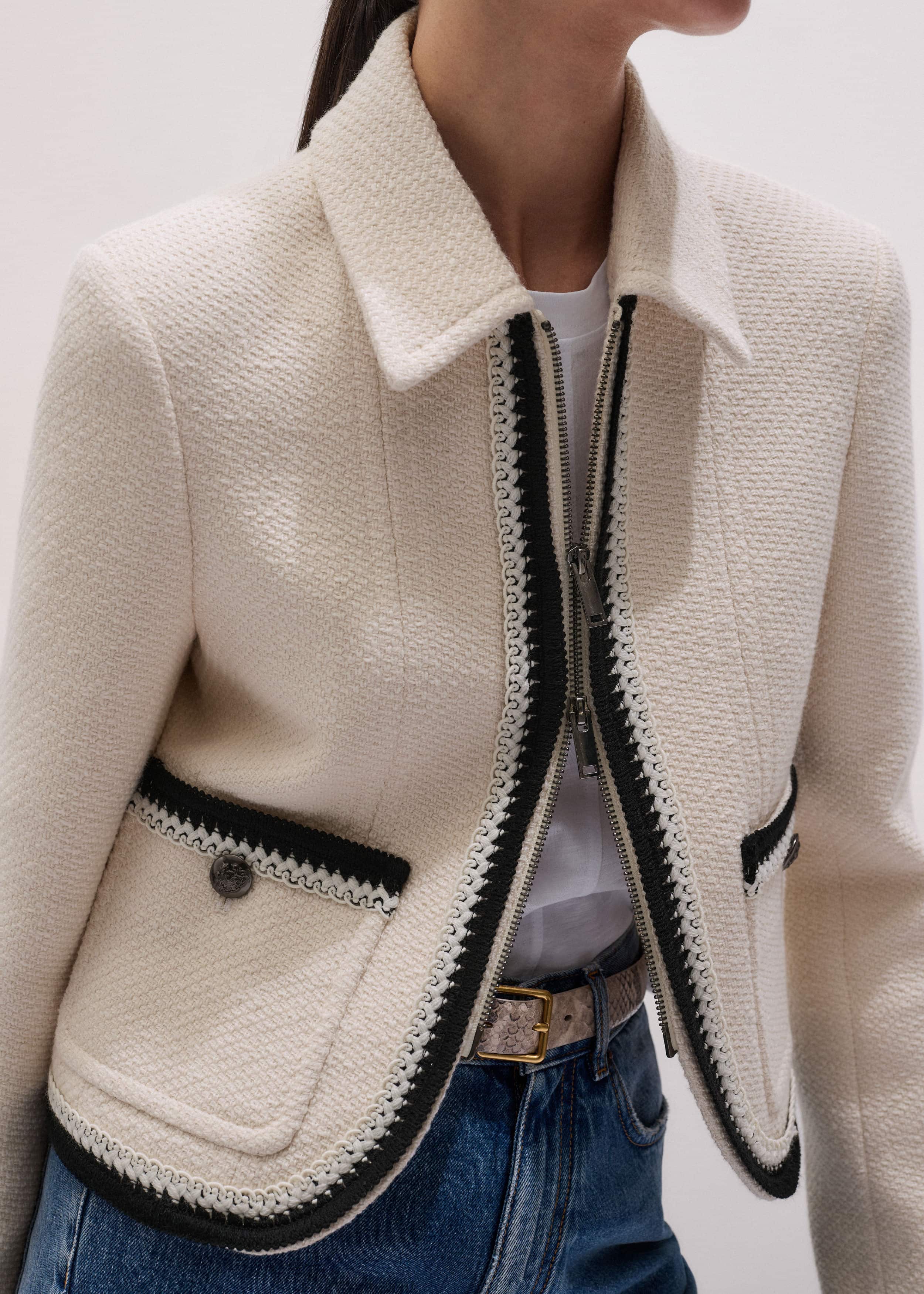 Cream Straight Crop Jacket meandem