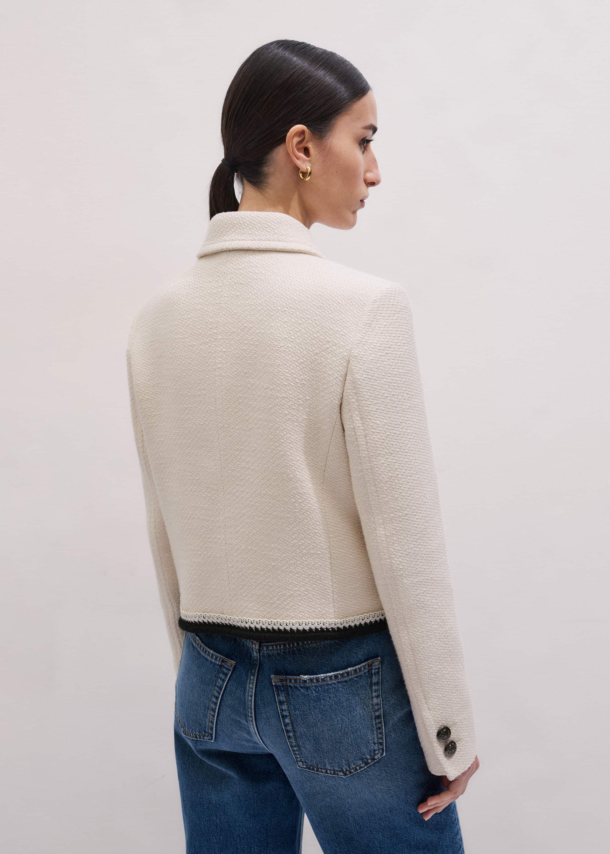 Cream Straight Crop Jacket meandem