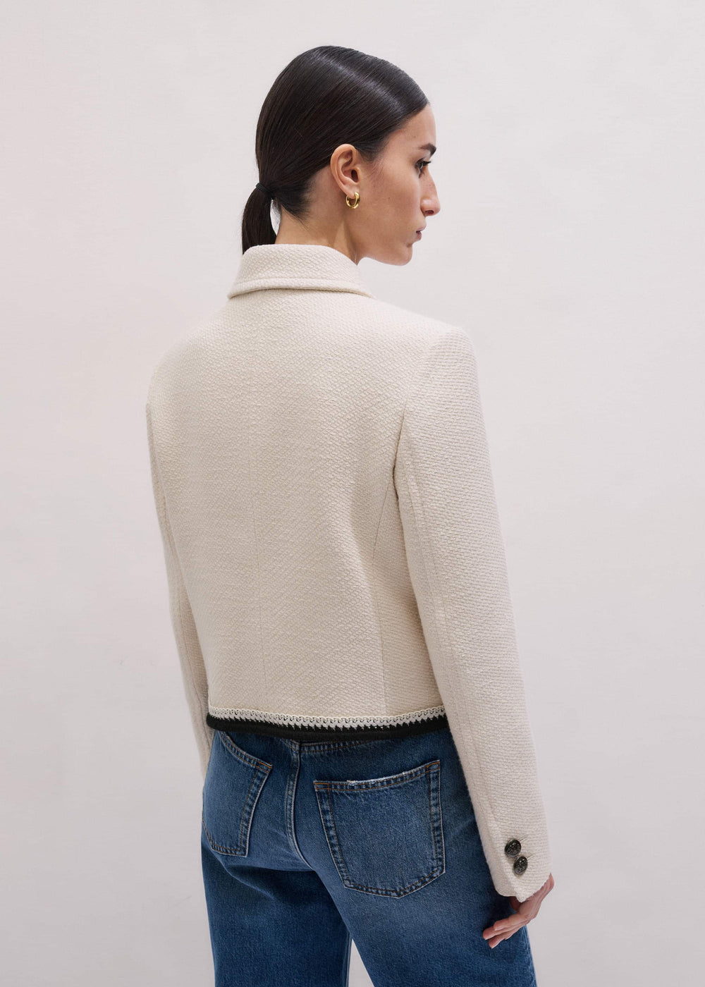 Cream Straight Crop Jacket meandem
