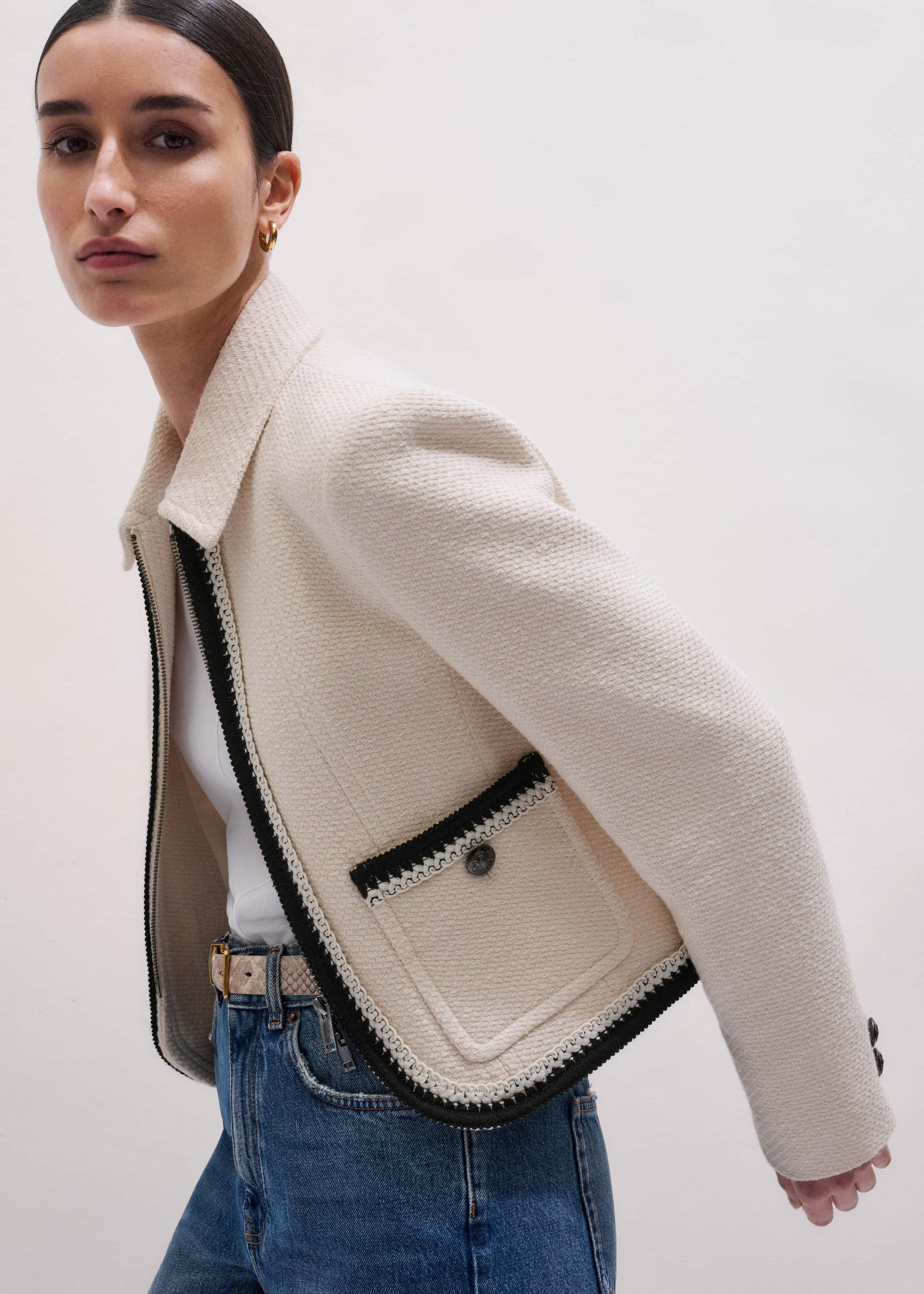 Cream Straight Crop Jacket meandem