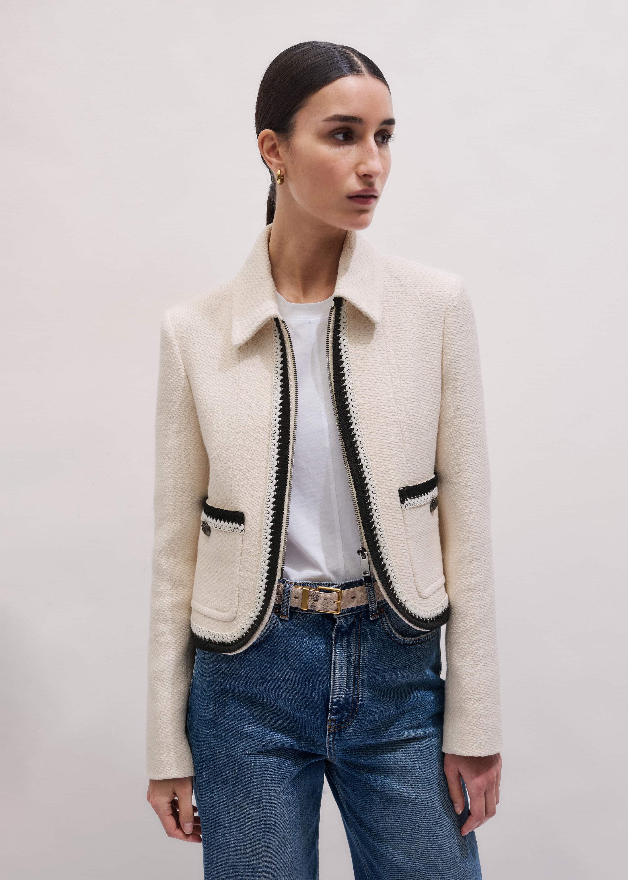 Cream Straight Crop Jacket meandem