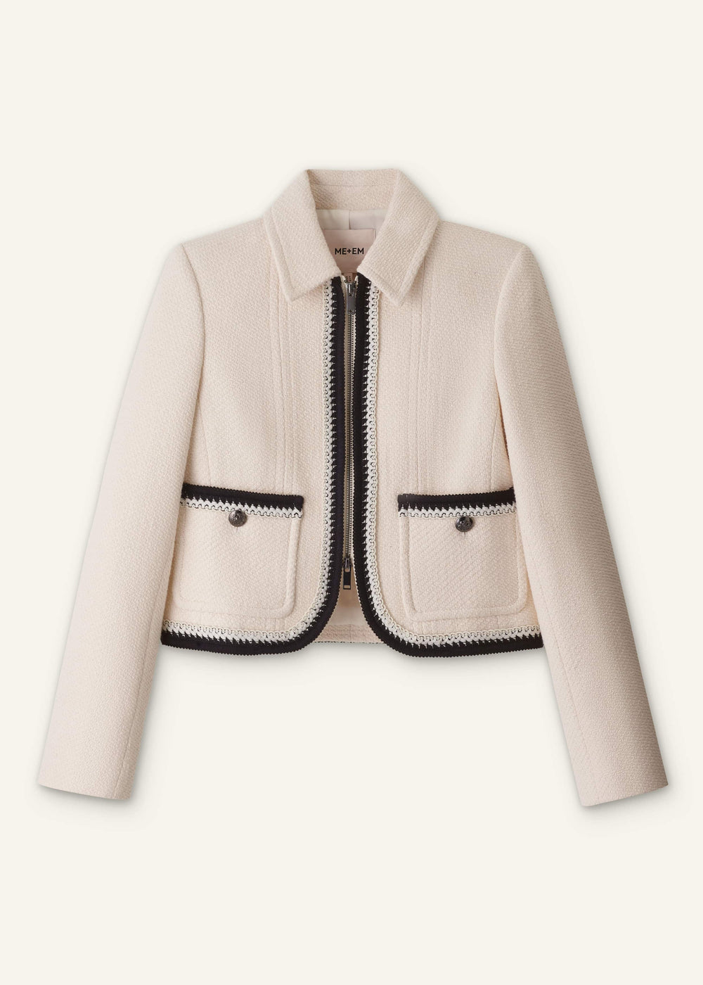 Cream Straight Crop Jacket meandem