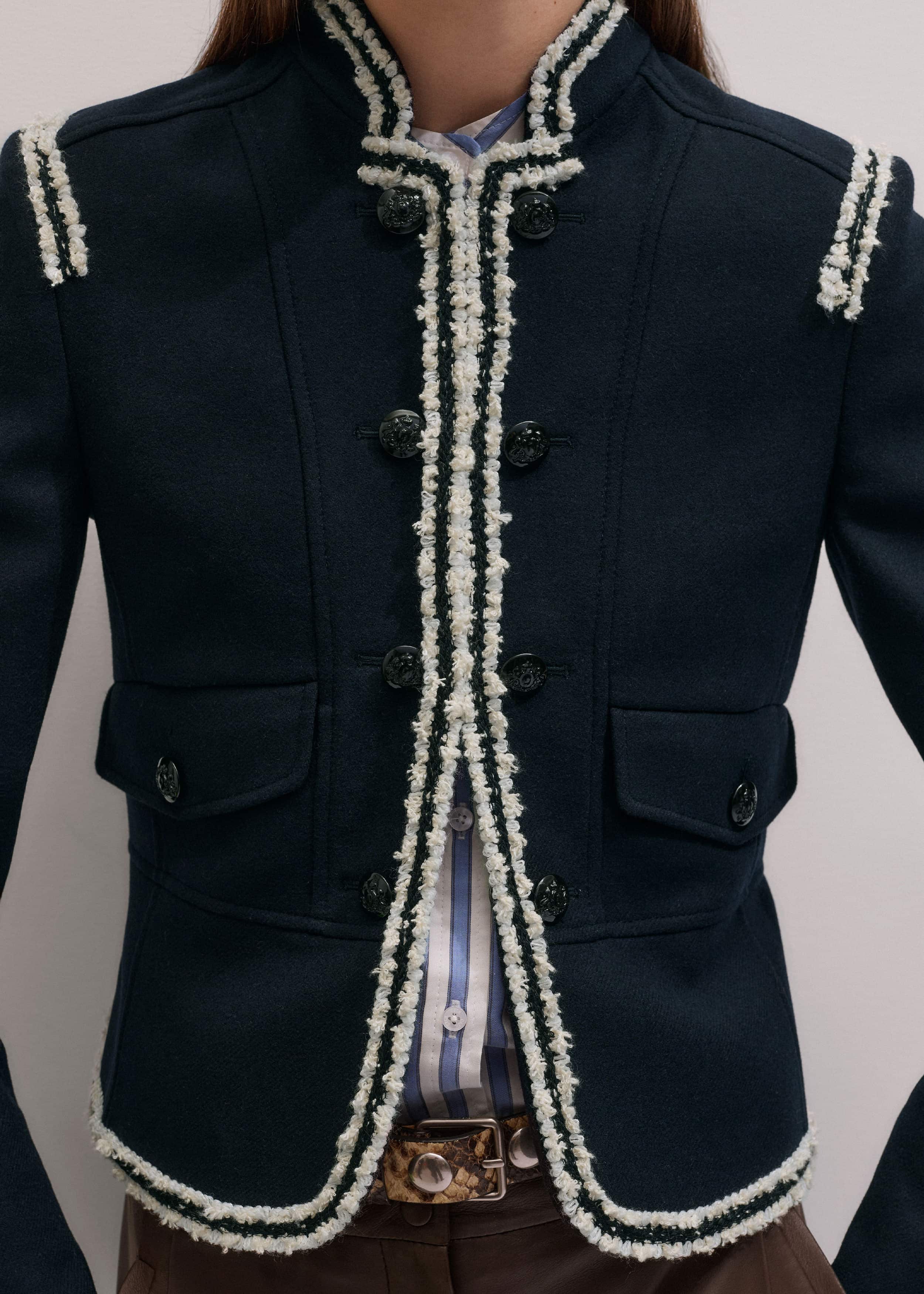 Navy Bold Braid Short Fitted Jacket meandem