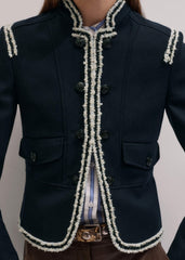 Navy Bold Braid Short Fitted Jacket meandem