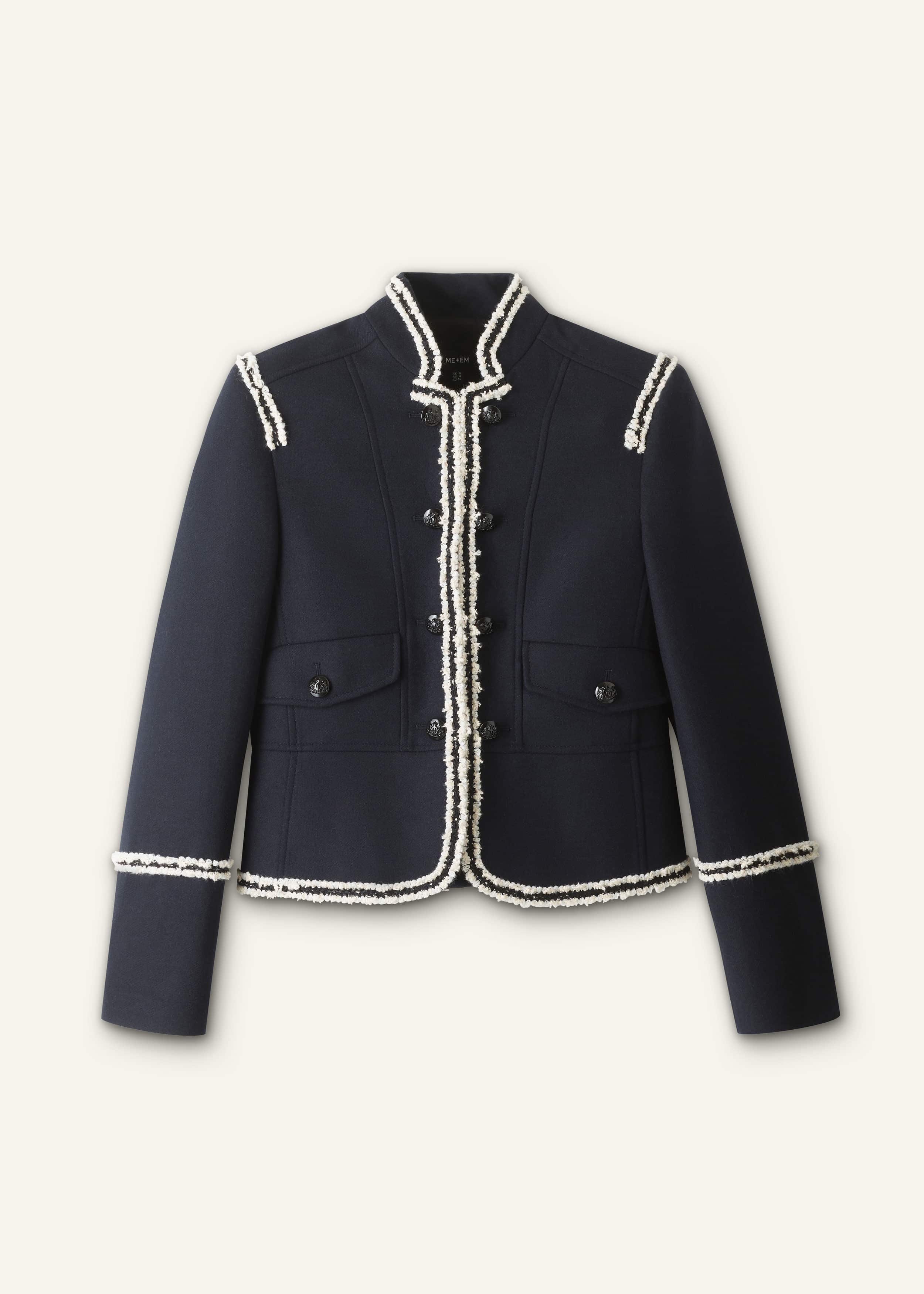 Navy Bold Braid Short Fitted Jacket meandem
