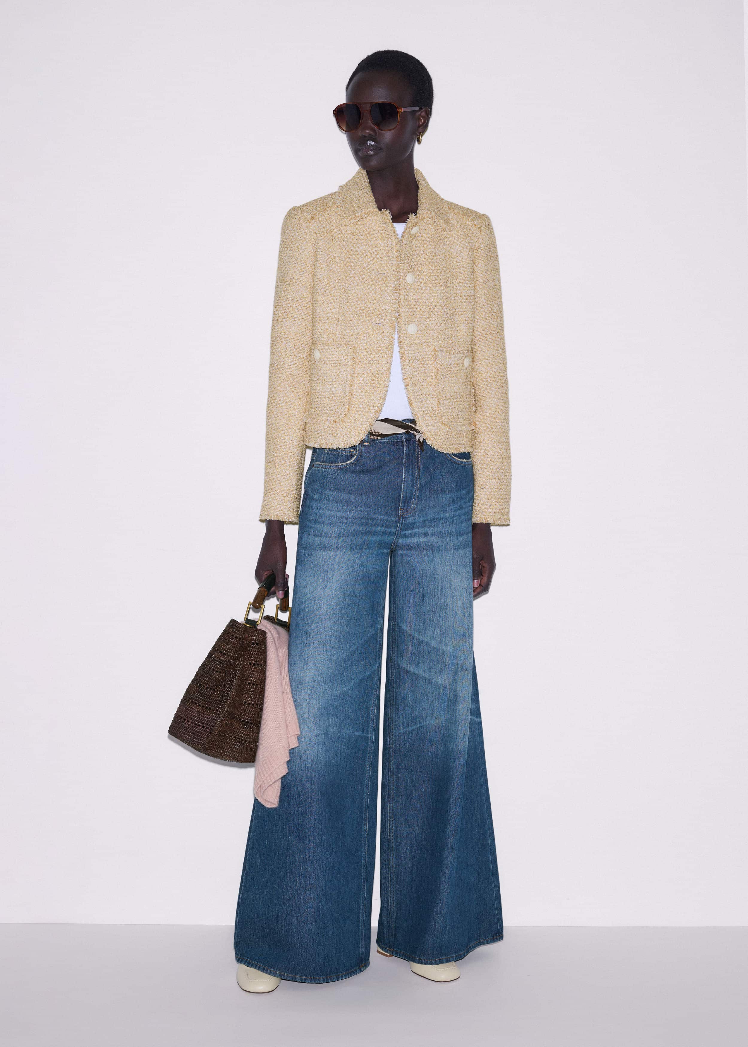 Cream Fringed Short Jacket meandem