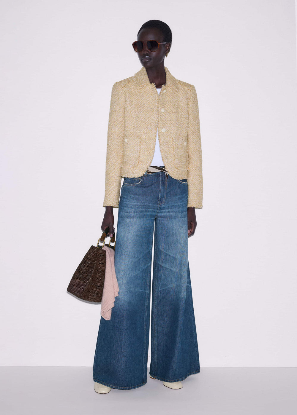 Cream Fringed Short Jacket meandem
