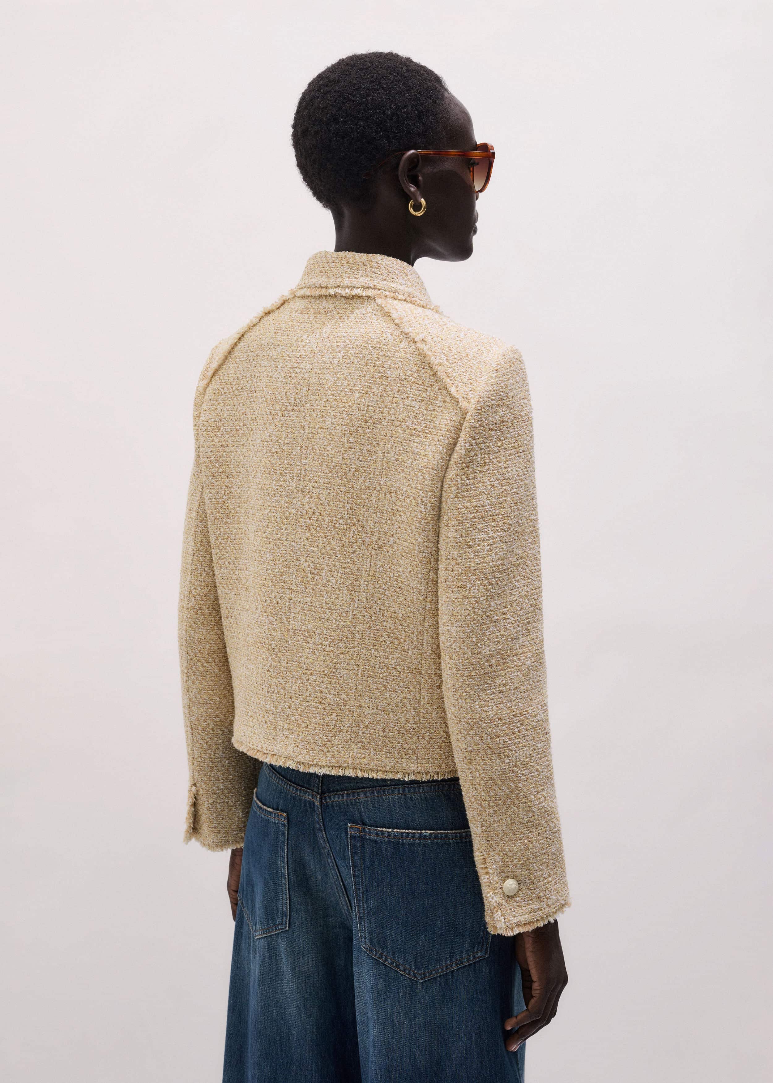 Cream Fringed Short Jacket meandem