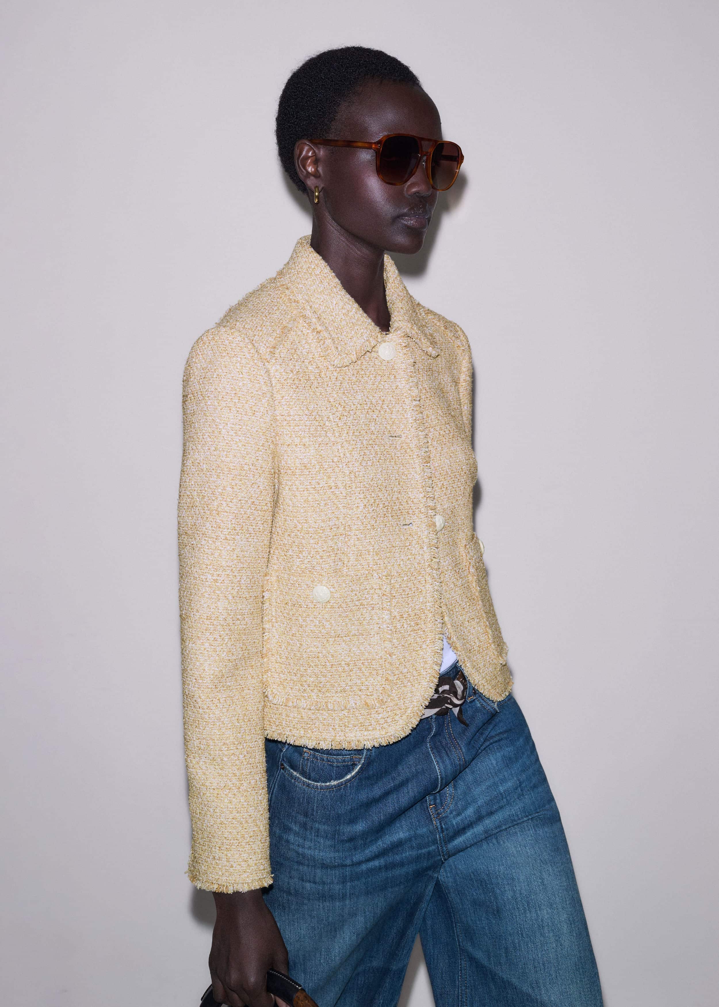 Cream Fringed Short Jacket meandem