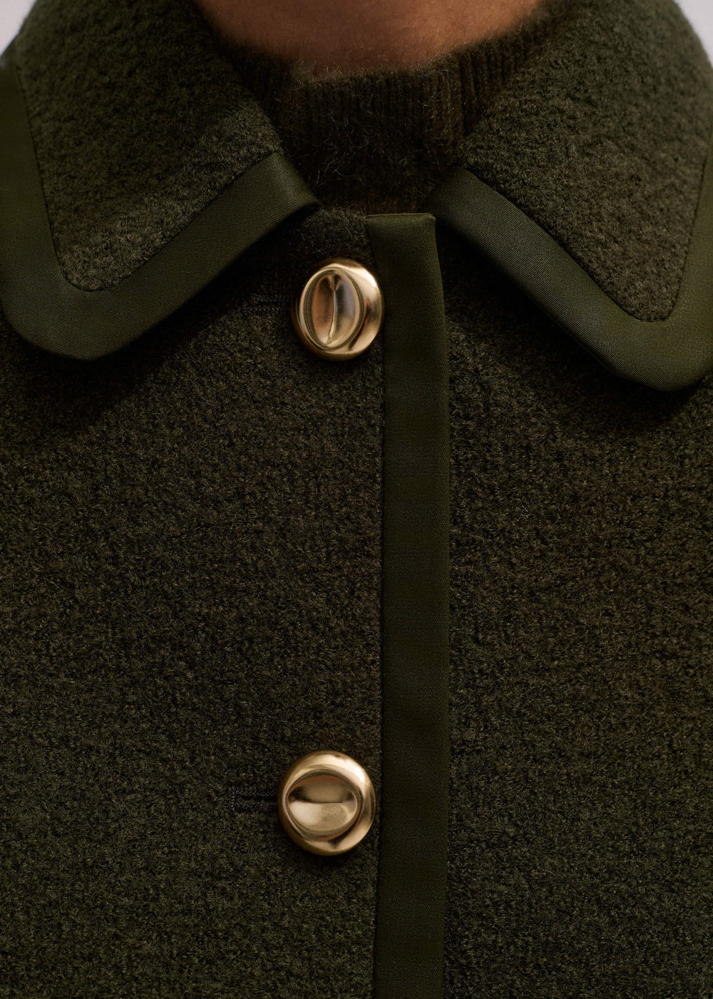 Olive Green Straight Crop Jacket meandem