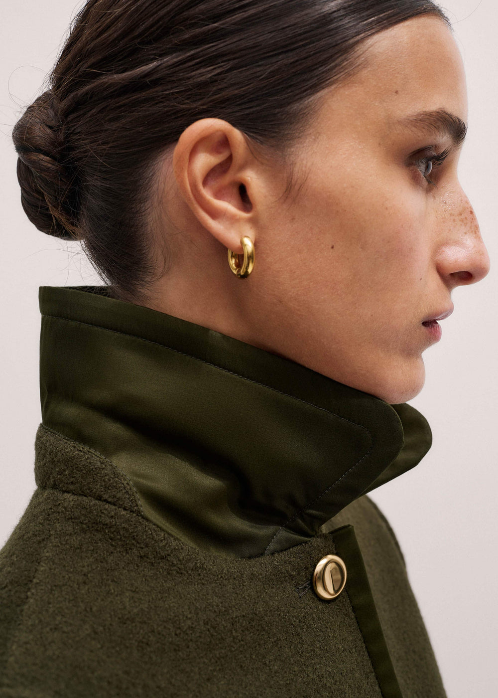 Olive Green Straight Crop Jacket meandem