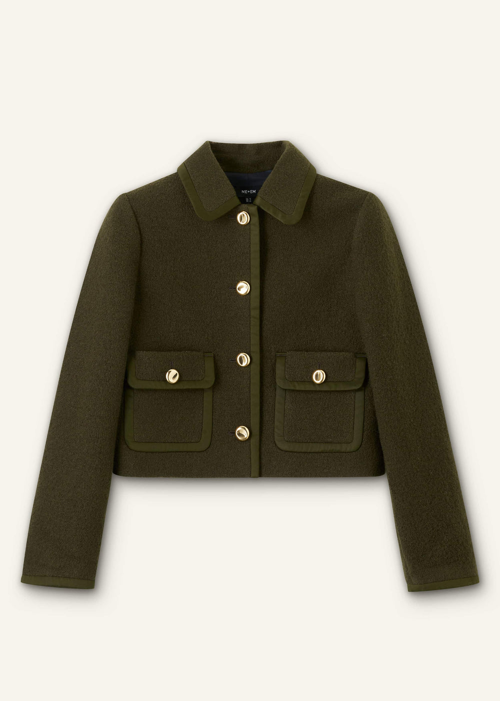 Olive Green Straight Crop Jacket meandem