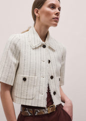 Ivory Stripe Crop Jacket meandem
