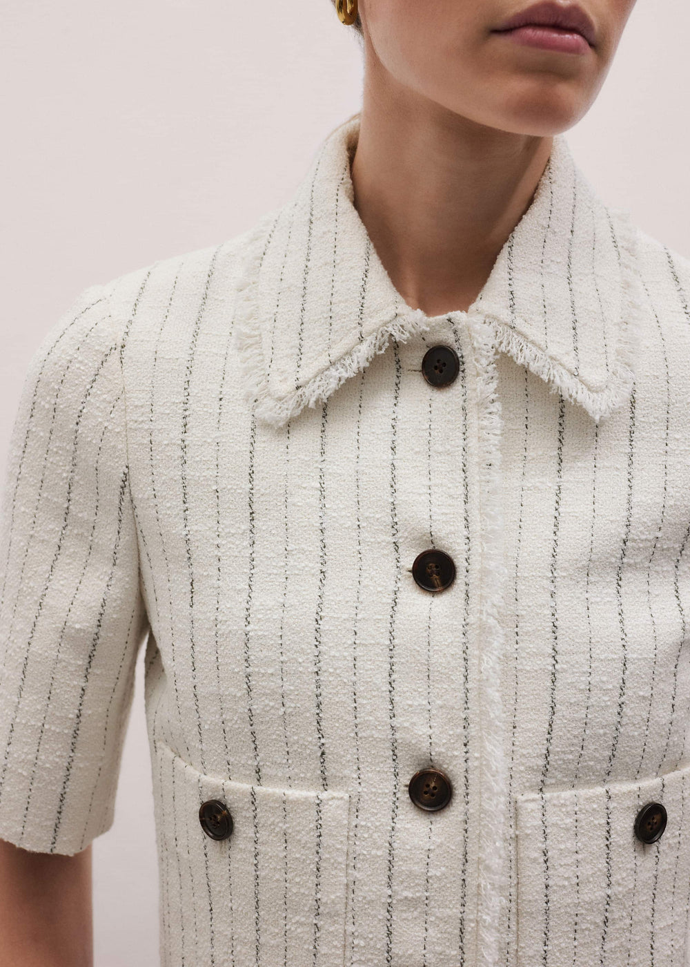 Ivory Stripe Crop Jacket meandem