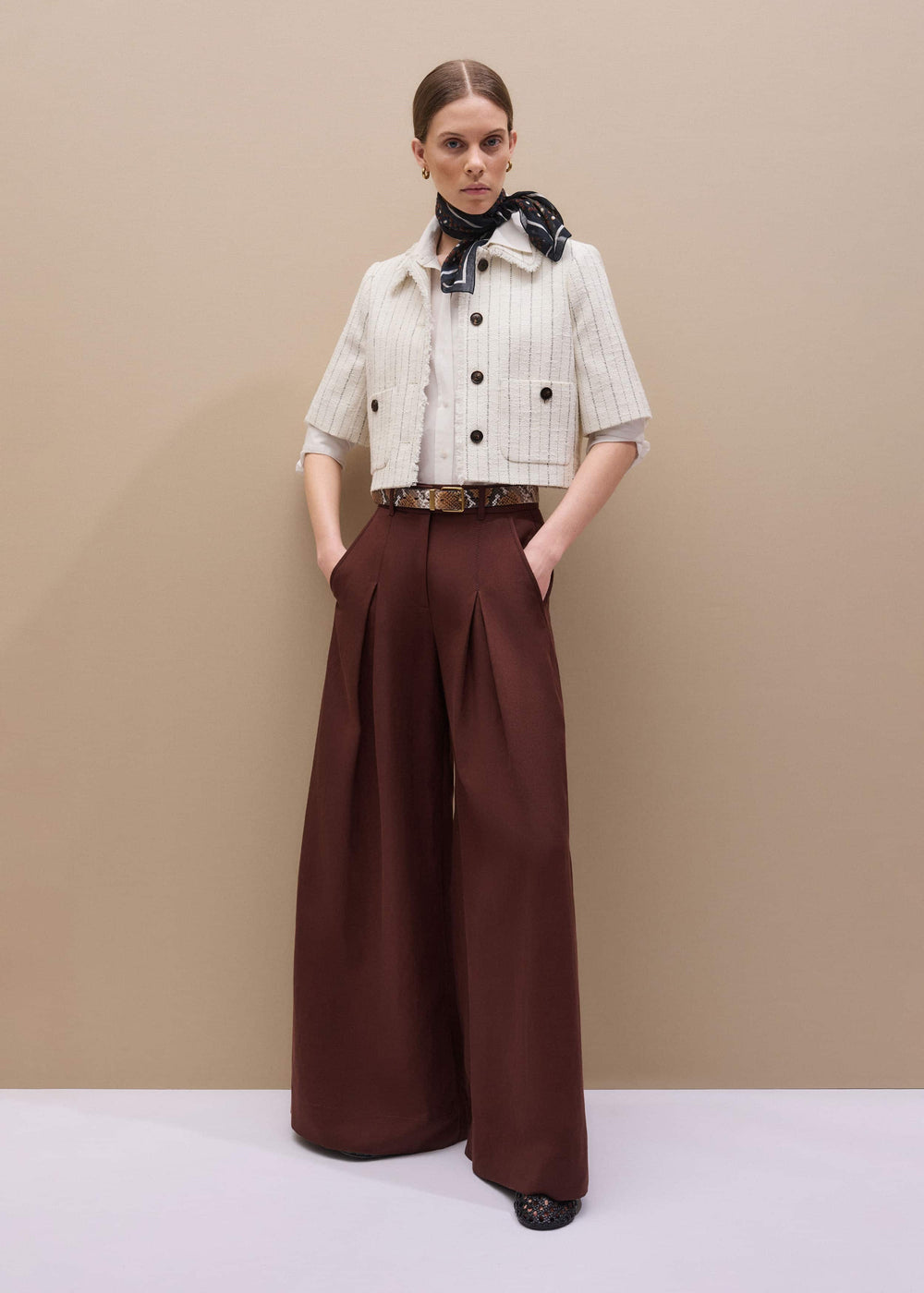 Ivory Stripe Crop Jacket meandem