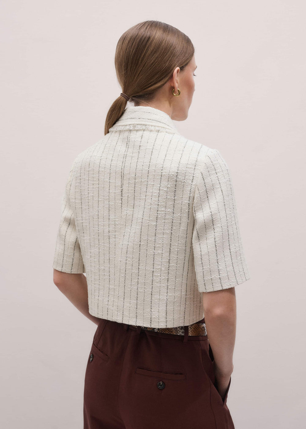 Ivory Stripe Crop Jacket meandem