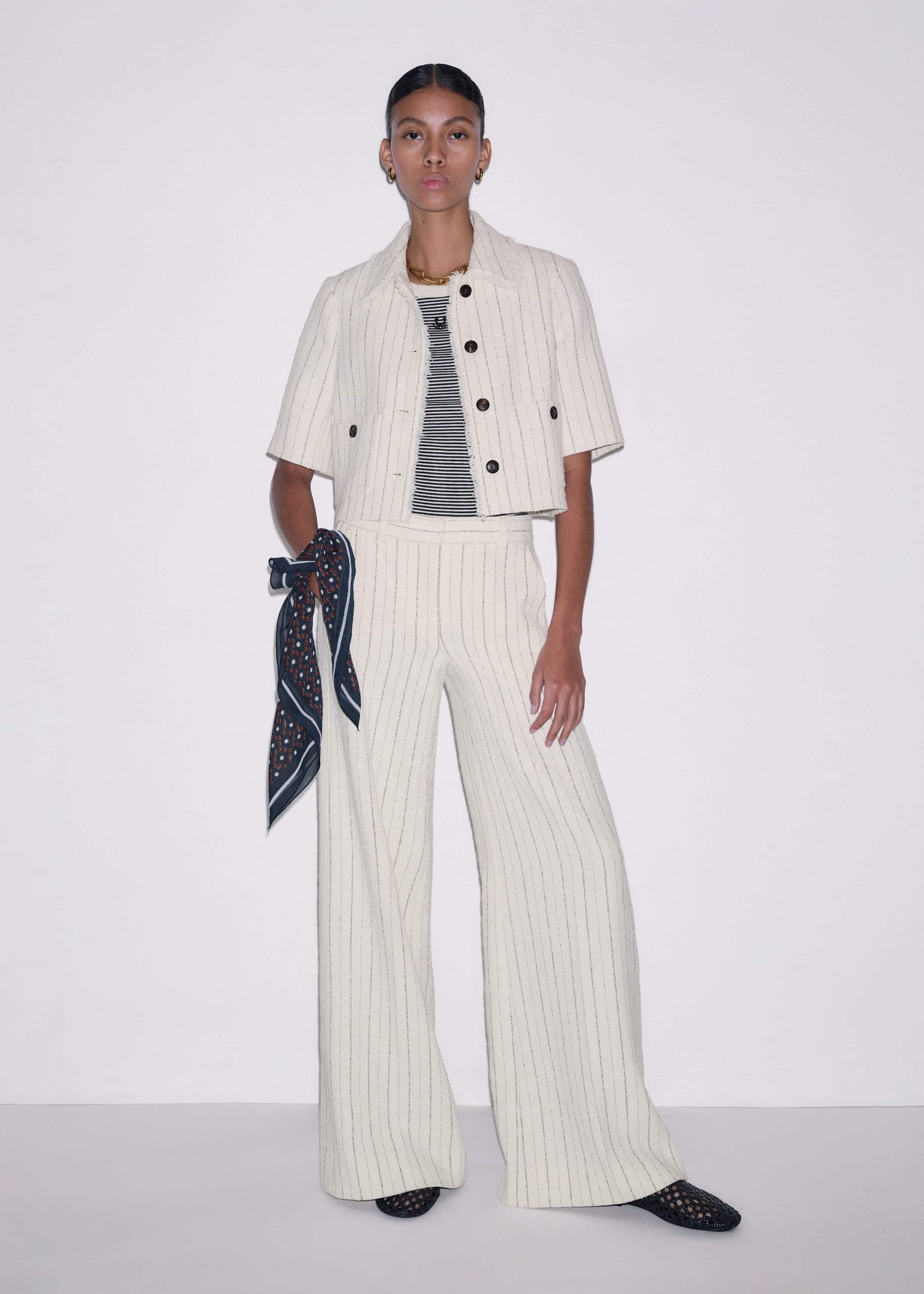 Ivory Stripe Crop Jacket meandem