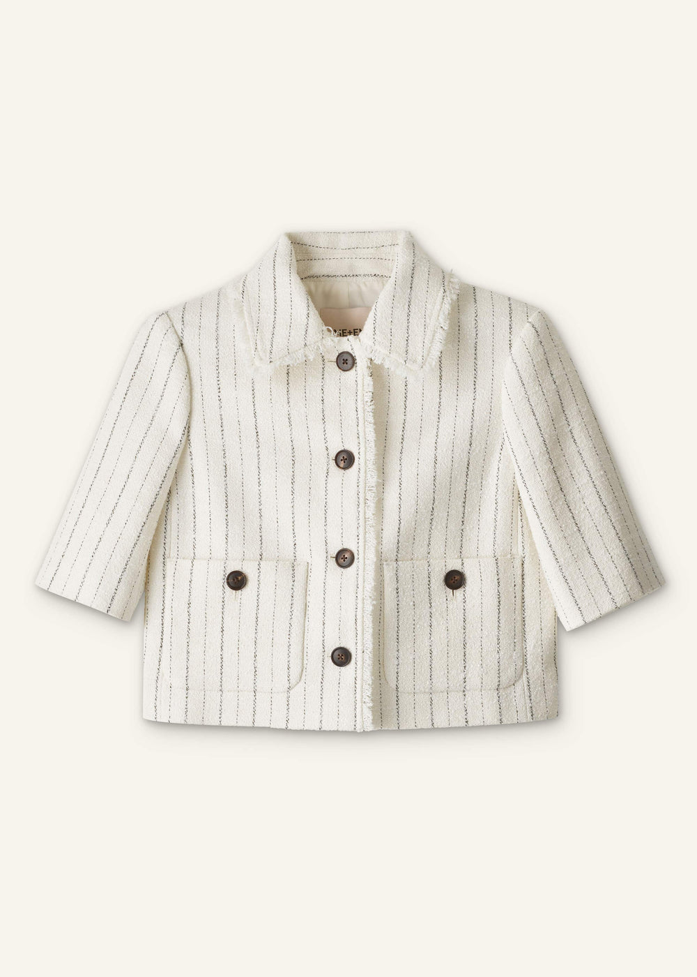 Ivory Stripe Crop Jacket meandem