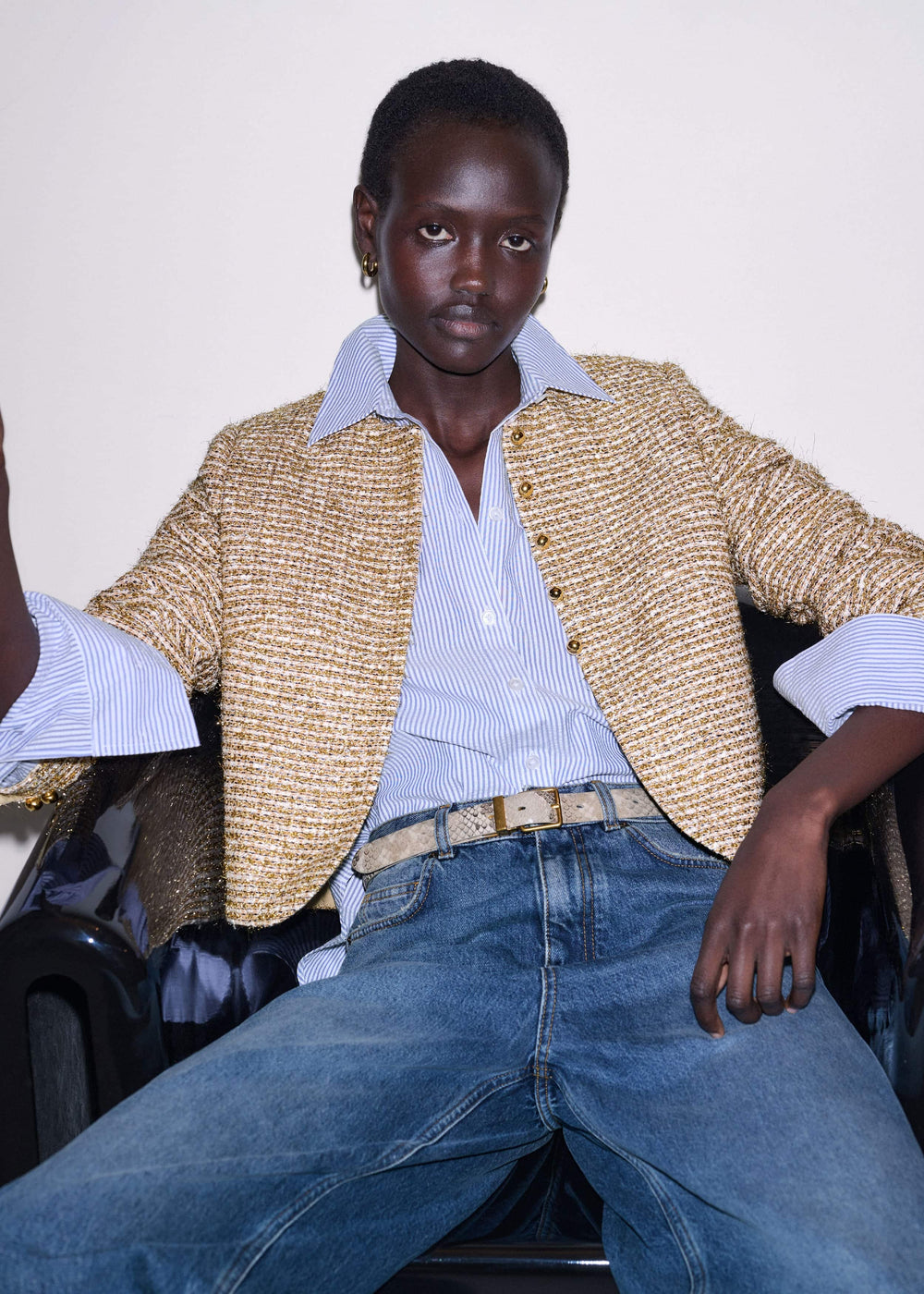 Gold Metallic Crop Evening Jacket meandem
